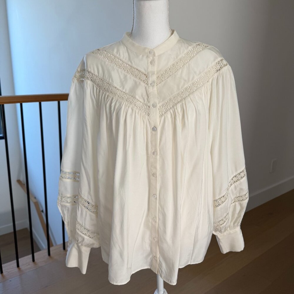And other stories white ivory shirt relaxed lace blouse